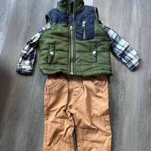 Flannel Shirt with Vest Toddler Boy Set